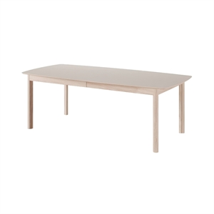 Boat spisebord INKL. 3 pl. - Massiv eg hvidolie & Mocca laminat - Mulighed for op til 6 pl. - Mål: 105 x 220 / 373 cm.